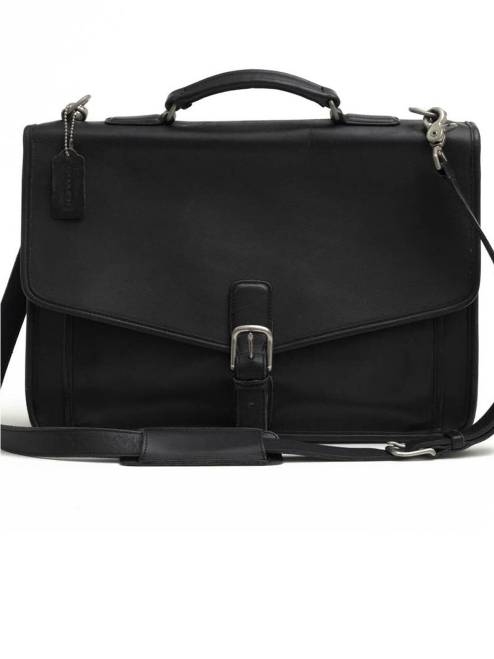 Vintage Coach Messenger Classic Black Leather  Briefcase - Premium Work Bag